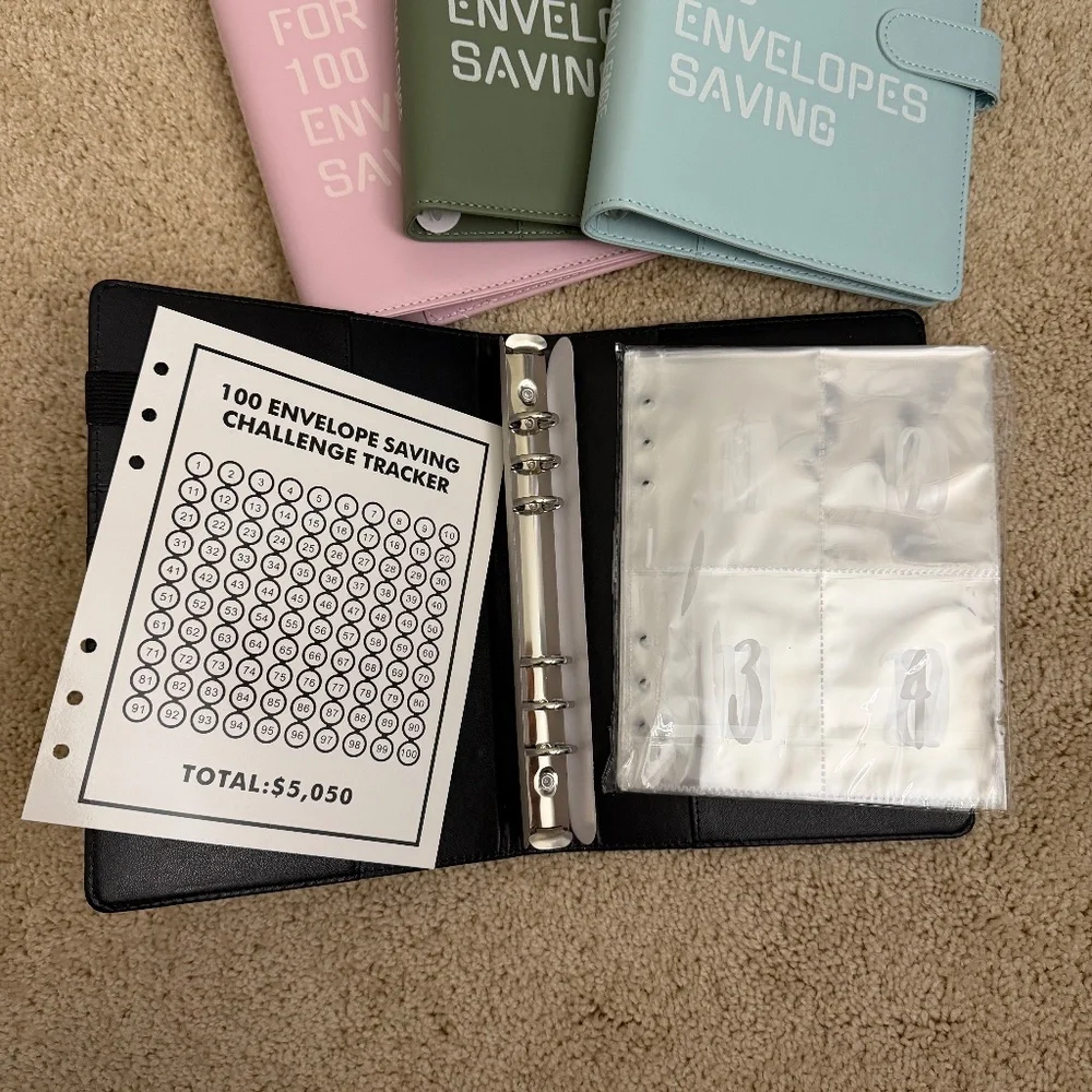 BLACK 100 Money Savings Challenge A5 Money Binder Book Money Budget Book Budget
